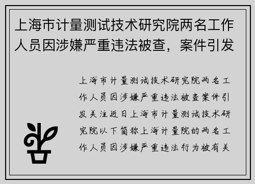 上海市计量测试技术研究院两名工作人员因涉嫌严重违法被查，案件引发关注